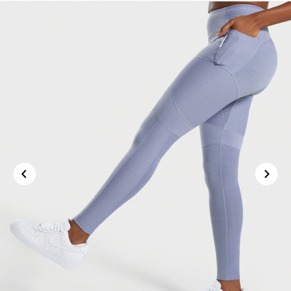 Gymshark true texture leggings; steel blue